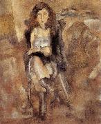 Jules Pascin Cloth put on the Female-s waist France oil painting artist
